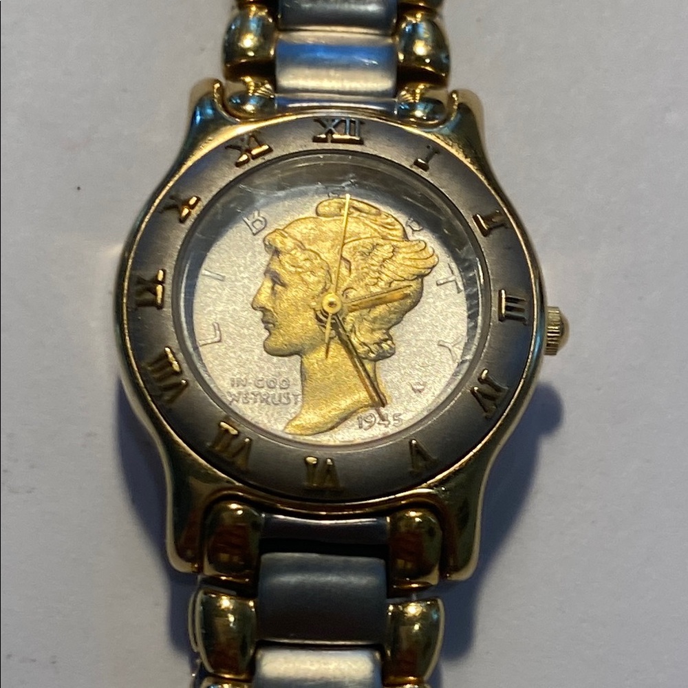 Coin Gold and Silver Roman Numeral Watch